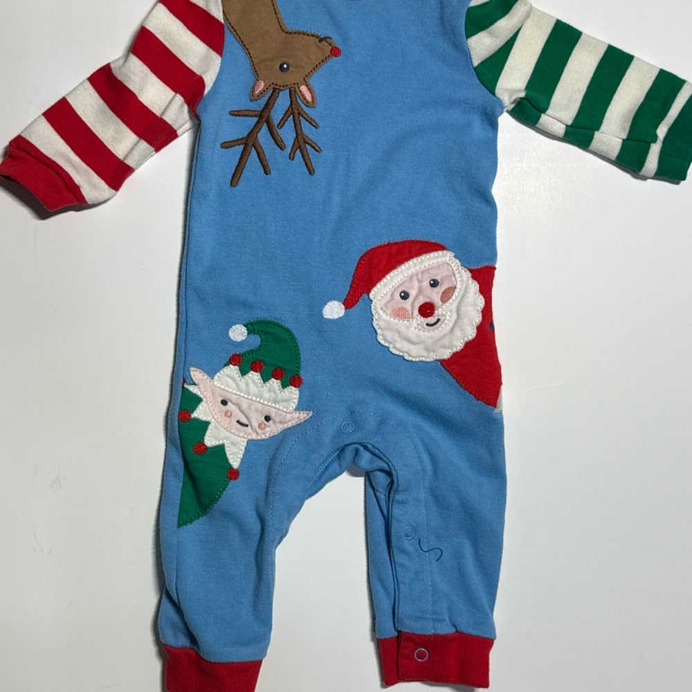 Baby Boden Blue and Red Festive Footie